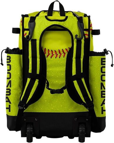 Boombah Superpack Hybrid Rolling Bat Bag - Softball 2.0 Bat Pack Optic Yellow/Red/Black - in Saudi Arabia