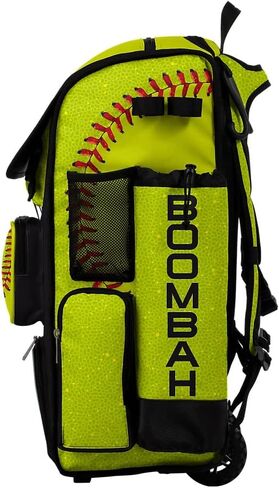 Boombah Superpack Hybrid Rolling Bat Bag - Softball 2.0 Bat Pack Optic Yellow/Red/Black - in Saudi Arabia