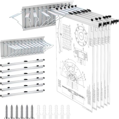Estune Blue Print Organizer Mobile Blueprint Storage Rack مع 6 منظم ملفات حائط الحائط لعقد ما يصل إلى 1200 مخططات عرض ملفات المواقع الموظفة المواقع Office Home (24 بوصة) in Saudi Arabia