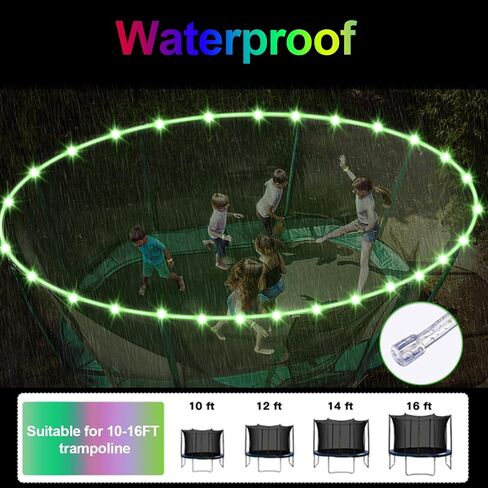 مصابيح LED الترامبولين ، تغيير الألوان 16 ، بطارية مقاومة للماء ، مناسبة لـ 12 قدمًا ، 14 قدمًا ، 15 قدمًا ، 16 قدمًا ، التحكم عن بُعد أو التحكم في القفز in Saudi Arabia