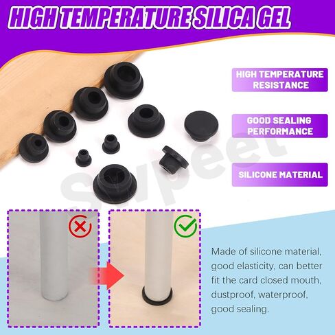Swpeet 51Pcs 6 Sizes 8.3/10/15/19/21/26 mm Silicone Rubber Hole Plug Kit, T Shaped Rubber Stopper, Waterproof Snap-On Bottle Seal Rubber Panel Seal Cover for Sealing Powder Coating Plating Test Tube in Saudi Arabia