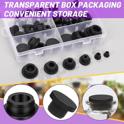 Swpeet 51Pcs 6 Sizes 8.3/10/15/19/21/26 mm Silicone Rubber Hole Plug Kit, T Shaped Rubber Stopper, Waterproof Snap-On Bottle Seal Rubber Panel Seal Cover for Sealing Powder Coating Plating Test Tube in Saudi Arabia