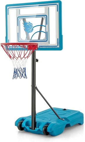 GYMAX Pool Basketball Hoop, Height Adjustable Swimming Pool Basketball Hoop Poolside with Fillable Base & Built-in Wheels for Kids Teens Adults in Saudi Arabia