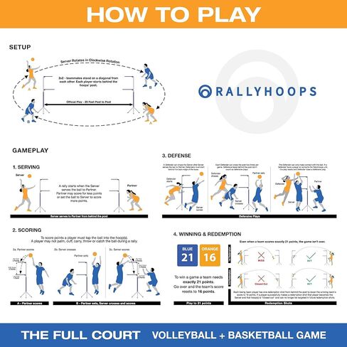 7 FT - World’s First Sports Game to Mash Volleyball & Basketball - Setup in Seconds - Quick & Easy to Learn Full Court Volleyball & Basketball Game - Fun to Play - for All Ages in Saudi Arabia