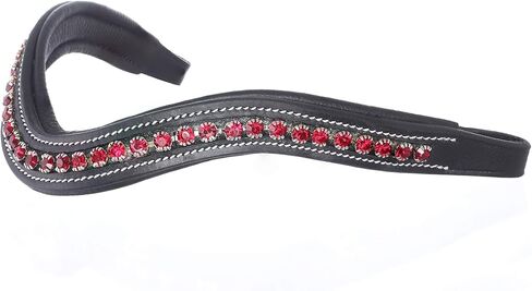 Exion Horse Browband لللجام الإنجليزي | شكل منحني ناعم مبطن مع browband الكريستال بلينغ حصان للعرض والاردين | بلورات in Kuwait
