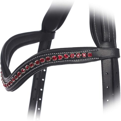 Exion Horse Browband لللجام الإنجليزي | شكل منحني ناعم مبطن مع browband الكريستال بلينغ حصان للعرض والاردين | بلورات in Kuwait