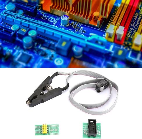 SOIC8 ، SOP8 Flash Chip IC Test Clip Programming Cable Cable ، البرمجة عبر الإنترنت ، بدون إزالة رقاقة ، مناسبة لـ 25 ، 24C ، 93C ، SOP8 ، DIP8 محول ، حفظ الوقت والعمالة in Saudi Arabia