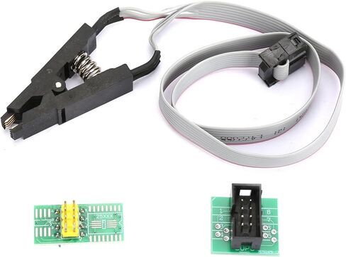SOIC8 ، SOP8 Flash Chip IC Test Clip Programming Cable Cable ، البرمجة عبر الإنترنت ، بدون إزالة رقاقة ، مناسبة لـ 25 ، 24C ، 93C ، SOP8 ، DIP8 محول ، حفظ الوقت والعمالة in Saudi Arabia