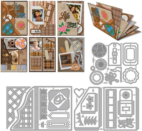 GLOBLELAND Decorative Waterfall Flap Cutting Dies for DIY Scrapbooking Metal Bookmark Pocket Cut Dies Words Happy Die Cuts for Card Making Embossing Photo Album Craft Decor in Saudi Arabia