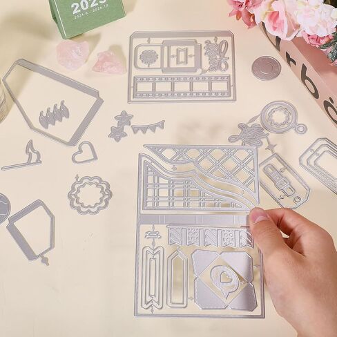 GLOBLELAND Decorative Waterfall Flap Cutting Dies for DIY Scrapbooking Metal Bookmark Pocket Cut Dies Words Happy Die Cuts for Card Making Embossing Photo Album Craft Decor in Saudi Arabia