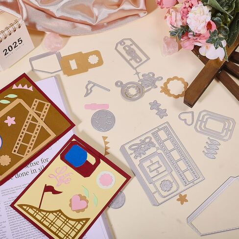 GLOBLELAND Decorative Waterfall Flap Cutting Dies for DIY Scrapbooking Metal Bookmark Pocket Cut Dies Words Happy Die Cuts for Card Making Embossing Photo Album Craft Decor in Saudi Arabia