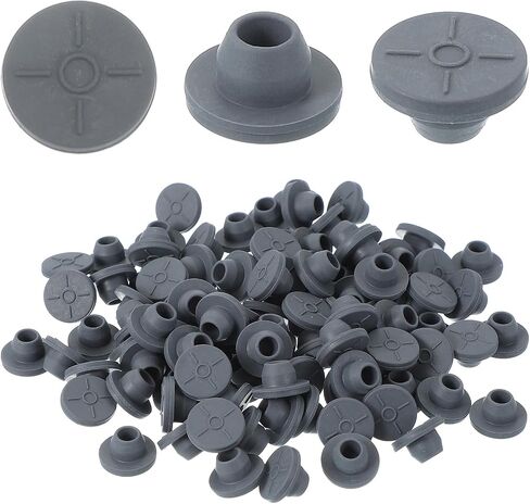PATIKIL 13mm Vial Rubber Stoppers, 100 Pack Mushroom Injection Ports Stopper for Opening Glass Vials and Liquid Culture Jars Bottles Tanks, Gray in Saudi Arabia