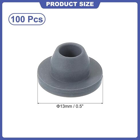 PATIKIL 13mm Vial Rubber Stoppers, 100 Pack Mushroom Injection Ports Stopper for Opening Glass Vials and Liquid Culture Jars Bottles Tanks, Gray in Saudi Arabia