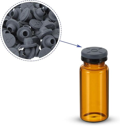 PATIKIL 13mm Vial Rubber Stoppers, 100 Pack Mushroom Injection Ports Stopper for Opening Glass Vials and Liquid Culture Jars Bottles Tanks, Gray in Saudi Arabia