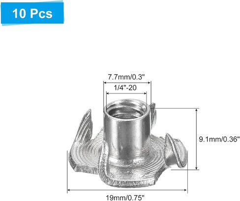 uxcell 1/4 "-20 T-nuts ، 304 من الفولاذ المقاوم للصدأ 3 من مصورات Tee Teeps ملزمة للتسلق وأعمال الخشب ، والفضة 10pcs in Saudi Arabia