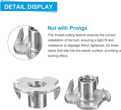 uxcell 1/4 "-20 T-nuts ، 304 من الفولاذ المقاوم للصدأ 3 من مصورات Tee Teeps ملزمة للتسلق وأعمال الخشب ، والفضة 10pcs in Saudi Arabia