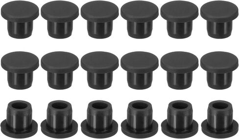 PATIKIL Silicone Rubber Plug, 18 Pcs Soft Flexible Solid Rubber Stopper T-Shaped Silicone Plugs for 10 to 11mm Hole, Black in Saudi Arabia