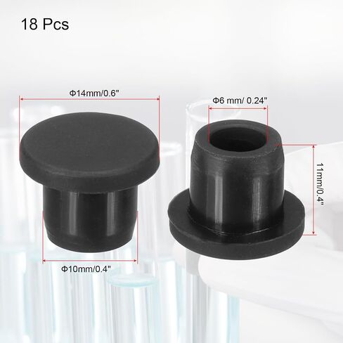 PATIKIL Silicone Rubber Plug, 18 Pcs Soft Flexible Solid Rubber Stopper T-Shaped Silicone Plugs for 10 to 11mm Hole, Black in Saudi Arabia