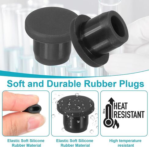 PATIKIL Silicone Rubber Plug, 18 Pcs Soft Flexible Solid Rubber Stopper T-Shaped Silicone Plugs for 10 to 11mm Hole, Black in Saudi Arabia