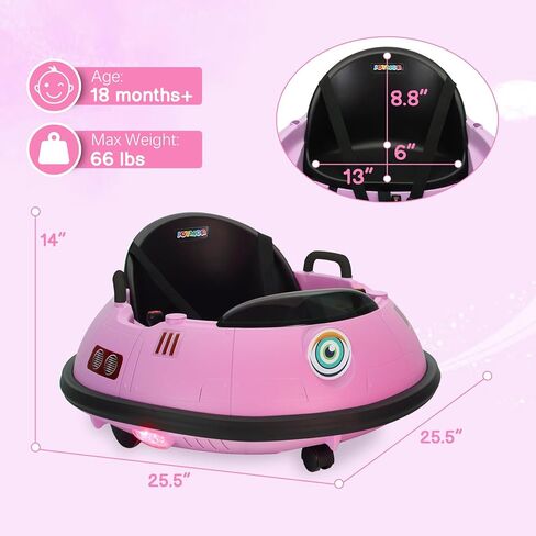 Joymor Electric Pumper Car للأطفال والأطفال الصغار ، ركوب 12 فولت على هدايا لعبة UFO للسيارة ، والسيطرة اليدوية وبعيدة ، وأضواء LED ، وسبع 360 درجة (رمادي) in Kuwait
