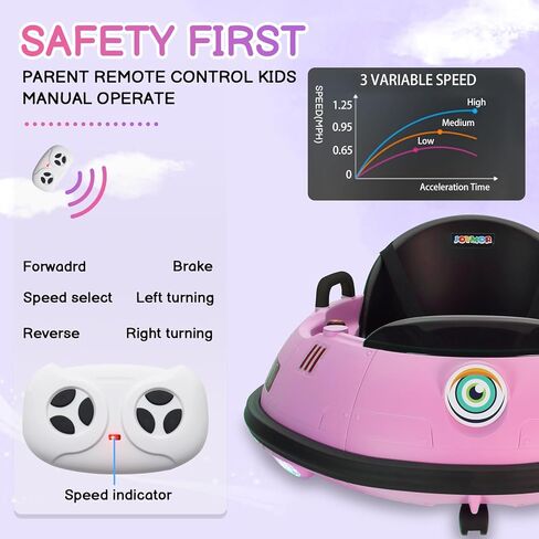 Joymor Electric Pumper Car للأطفال والأطفال الصغار ، ركوب 12 فولت على هدايا لعبة UFO للسيارة ، والسيطرة اليدوية وبعيدة ، وأضواء LED ، وسبع 360 درجة (رمادي) in Kuwait