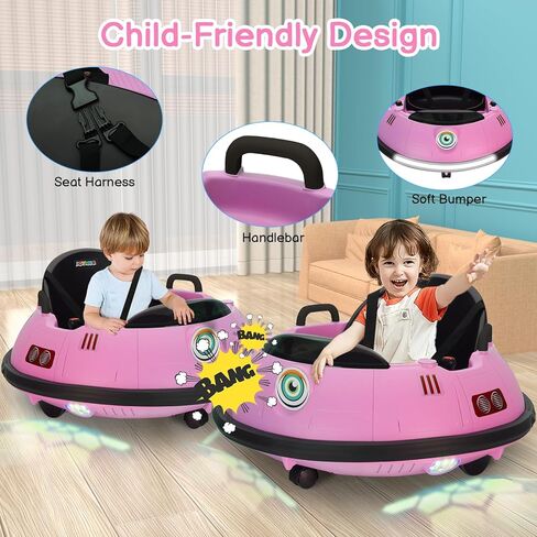 Joymor Electric Pumper Car للأطفال والأطفال الصغار ، ركوب 12 فولت على هدايا لعبة UFO للسيارة ، والسيطرة اليدوية وبعيدة ، وأضواء LED ، وسبع 360 درجة (رمادي) in Kuwait