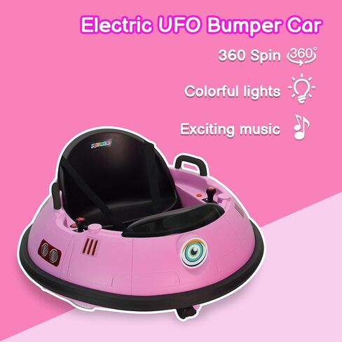 Joymor Electric Pumper Car للأطفال والأطفال الصغار ، ركوب 12 فولت على هدايا لعبة UFO للسيارة ، والسيطرة اليدوية وبعيدة ، وأضواء LED ، وسبع 360 درجة (رمادي) in Kuwait