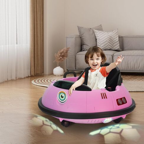 Joymor Electric Pumper Car للأطفال والأطفال الصغار ، ركوب 12 فولت على هدايا لعبة UFO للسيارة ، والسيطرة اليدوية وبعيدة ، وأضواء LED ، وسبع 360 درجة (رمادي) in Kuwait