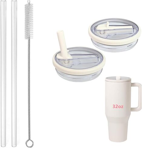 32 oz Tumbler Flip Straw Lid Replacement Fit for HydroJug（Only）,2 Pack Leak Proof for HydroJug Lid Replacement Spill Proof Reusable Tumbler Cover Compatible with 32oz HydroJug Cup Accessories (Cream) in Kuwait