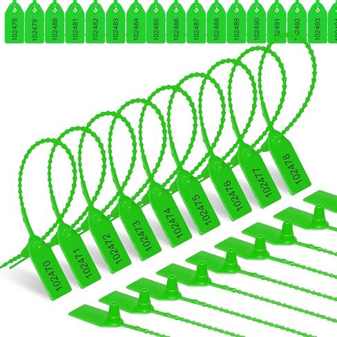 500 PCS Seals Tarning Tarning Seals Tarking Fire Fire Tags علامات أمنية مع علامات التعادل الرمز البريدي لافتات لافتات ذاتية القفل 250 مم (أخضر) in Kuwait