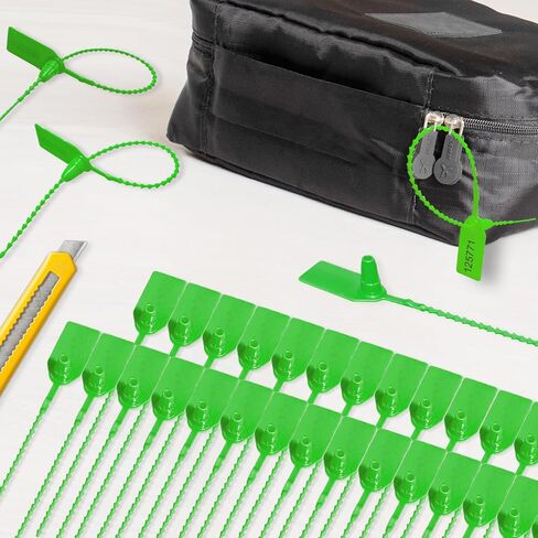 500 PCS Seals Tarning Tarning Seals Tarking Fire Fire Tags علامات أمنية مع علامات التعادل الرمز البريدي لافتات لافتات ذاتية القفل 250 مم (أخضر) in Kuwait