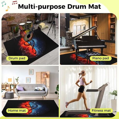 حصيرة أسطوانة كهربائية ، سجادة أسطوانة مقاومة للصوت لمجموعات طبل الجاز ، 47 × 63 ، ملحقات الأسطوانة لحماية الأرضيات وامتصاص الصوت in Kuwait