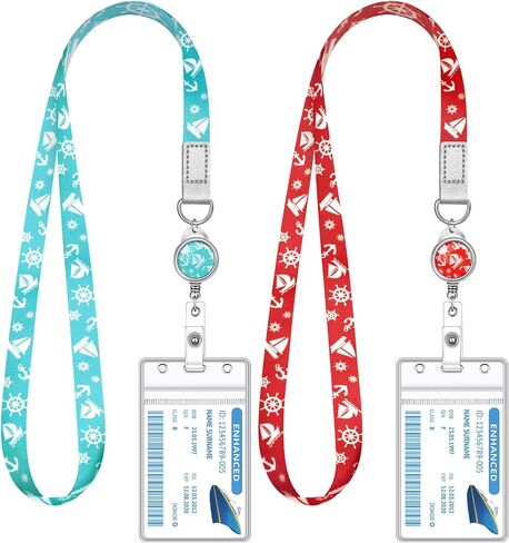 2 Pieces Cruise Lanyard for Ship Cards Detachable Lanyards with Retractable Badge Reel Waterproof ID Badge Holders 2025 Cruise Essentials Accessories in Kuwait