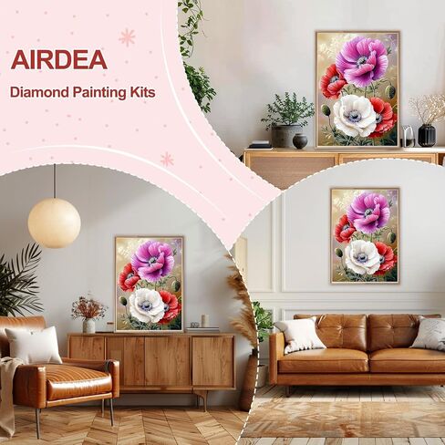 Airdea Cow Diamond Art Painting Kits للبالغين المبتدئين 5D DIY مجموعات فنون جوهرة للديكور الجدار المنزلي 12x16in ، بقرة لطيفة ، جولة كاملة الحفر in Saudi Arabia