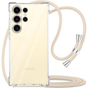 بالنسبة ل Samsung Galaxy S25+ Crossbody مع حبل الكتف القابل للتعديل لـ Galaxy S25 بالإضافة إلى غطاء مصد TPU الناعم الصافي للنساء ، فإن علبة الهاتف المضادة للنساء لـ Samsung S25 Plus - Beige in Kuwait