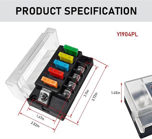 12V Fuse Block, 6 Circuits ATO Blade Fuse Block with LED Indicator, Waterproof Marine Fuse Panel with Damp-Proof Cover, Fuse Block Relay Box Kit for 12V/24V Car Truck Boat (6 Way) in Saudi Arabia