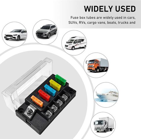 12V Fuse Block, 6 Circuits ATO Blade Fuse Block with LED Indicator, Waterproof Marine Fuse Panel with Damp-Proof Cover, Fuse Block Relay Box Kit for 12V/24V Car Truck Boat (6 Way) in Saudi Arabia