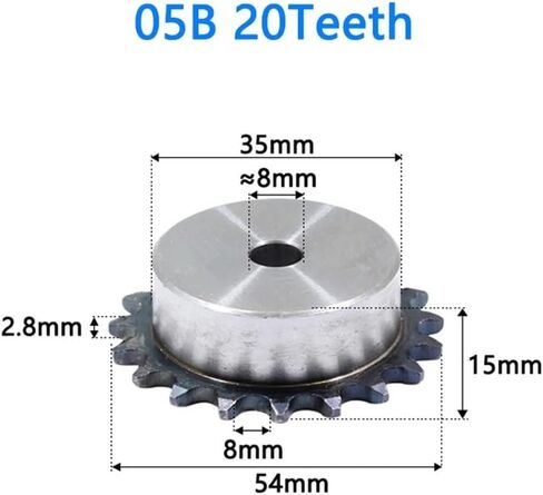 مسننة أسطوانة الأسنان ضرس 1pc 05b 20teeth إلى 50TETH تروس سلسلة صراخ واضحة مناسبة لسلسلة الأسطوانة 05B 8 مم (25 أسنان) in Kuwait