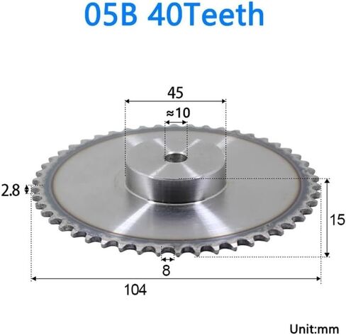 مسننة أسطوانة الأسنان ضرس 1pc 05b 20teeth إلى 50TETH تروس سلسلة صراخ واضحة مناسبة لسلسلة الأسطوانة 05B 8 مم (25 أسنان) in Kuwait