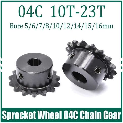 Tooth Roller Chain Sprocket 1PC 10T-23T 04C Chain Gear Motor Chain Drive Sprocket 45# Steel Bore 5/6/7/8/10/12/14/15/16mm(10 Teeth,5mm) in Saudi Arabia