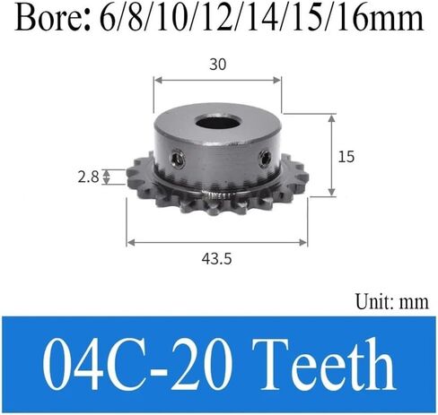 Tooth Roller Chain Sprocket 1PC 10T-23T 04C Chain Gear Motor Chain Drive Sprocket 45# Steel Bore 5/6/7/8/10/12/14/15/16mm(10 Teeth,5mm) in Saudi Arabia