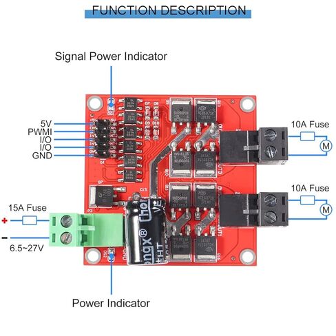 L298 Dual H Bridge Motor Speed ​​Controller DC DRIVER DC 6.5V-27V 7A PWM Motor Motor Board 12V 24V 160W مع عزل Optocoupler ، مع كابل التوصيل in Saudi Arabia