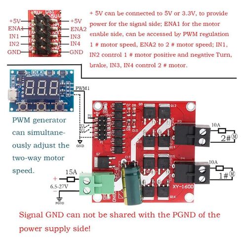 L298 Dual H Bridge Motor Speed ​​Controller DC DRIVER DC 6.5V-27V 7A PWM Motor Motor Board 12V 24V 160W مع عزل Optocoupler ، مع كابل التوصيل in Saudi Arabia