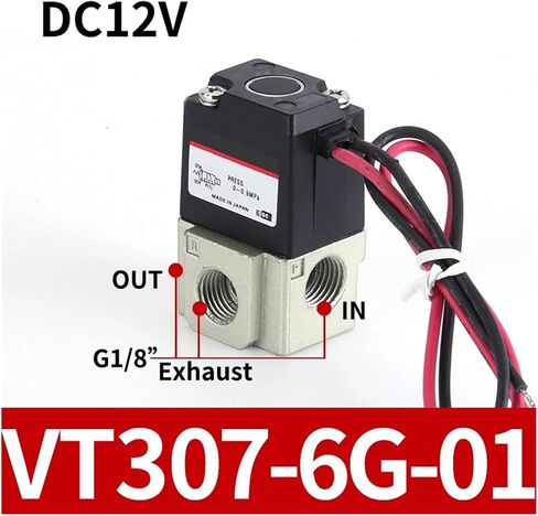 Pneumatic direct-acting solenoid valve high frequency VT307-3G/4G/5G/6G/4G1/5G1-01/02 electromagnetic two-position three-way vacuum valve(VT307-6G-01 DC12V) in Saudi Arabia