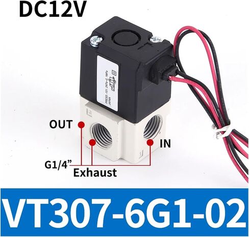 Pneumatic direct-acting solenoid valve high frequency VT307-3G/4G/5G/6G/4G1/5G1-01/02 electromagnetic two-position three-way vacuum valve(VT307-6G-01 DC12V) in Saudi Arabia