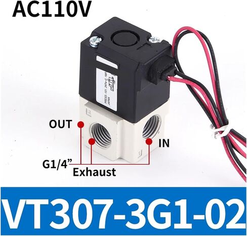 Pneumatic direct-acting solenoid valve high frequency VT307-3G/4G/5G/6G/4G1/5G1-01/02 electromagnetic two-position three-way vacuum valve(VT307-6G-01 DC12V) in Saudi Arabia