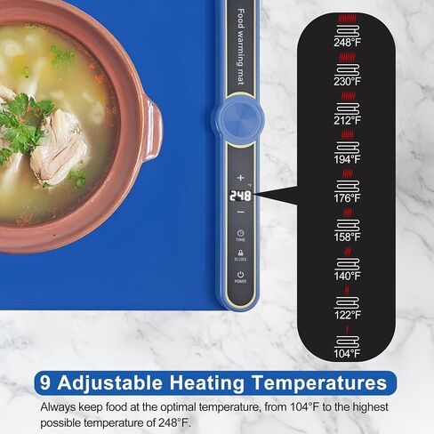 Food Warming Mat – Portable Electric Heating Pad with 9 Temperature Levels, Fast Heating Silicone Tray with Raised Feet, Roll-Up Buffet Heat Plate for Parties, Home & Travel Use (Beige) in Saudi Arabia