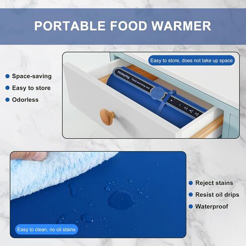Food Warming Mat – Portable Electric Heating Pad with 9 Temperature Levels, Fast Heating Silicone Tray with Raised Feet, Roll-Up Buffet Heat Plate for Parties, Home & Travel Use (Beige) in Saudi Arabia