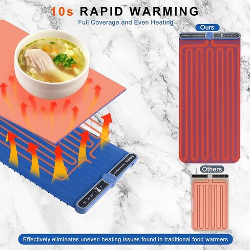 Food Warming Mat – Portable Electric Heating Pad with 9 Temperature Levels, Fast Heating Silicone Tray with Raised Feet, Roll-Up Buffet Heat Plate for Parties, Home & Travel Use (Beige) in Saudi Arabia