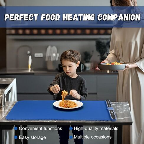 Food Warming Mat – Portable Electric Heating Pad with 9 Temperature Levels, Fast Heating Silicone Tray with Raised Feet, Roll-Up Buffet Heat Plate for Parties, Home & Travel Use (Beige) in Saudi Arabia